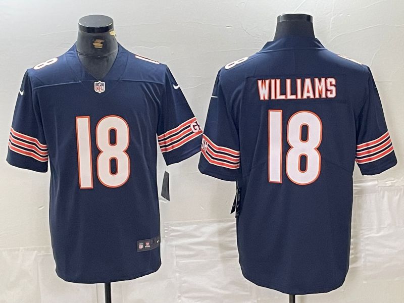 Men Chicago Bears #18 Williams Blue Second generation 2024 Nike Limited NFL Jersey style 1